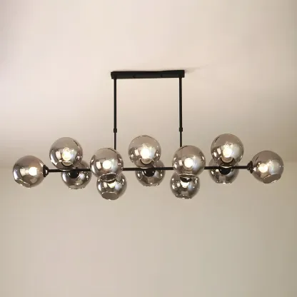 Colonial Black Glass Globe Island Pendant Light Image - 6