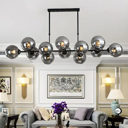 Colonial Black Glass Globe Island Pendant Light Image - 1