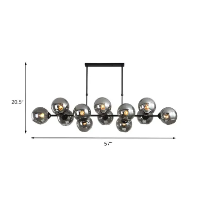 Colonial Black Glass Globe Island Pendant Light Image - 8