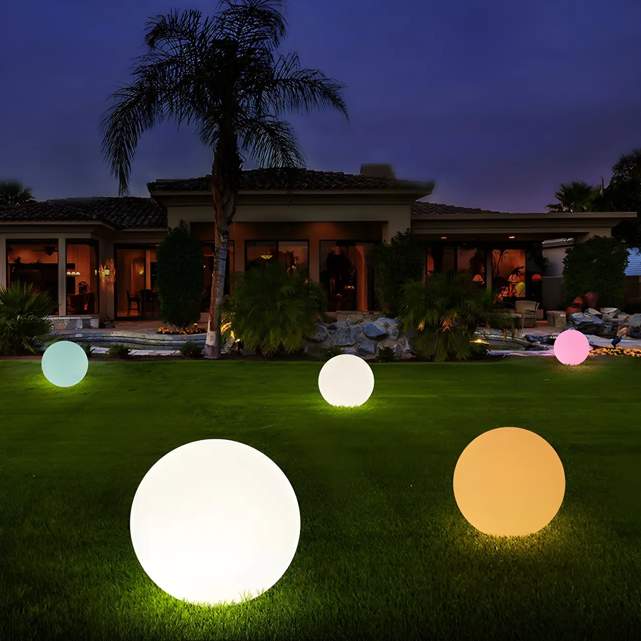 Modern Sphere Rechargeable Plastic Landscape Lighting Image - 1 | homeyfad