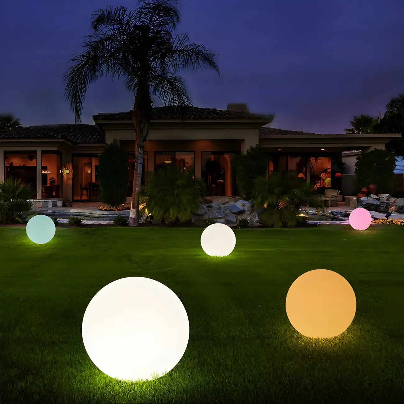 Modern Sphere Rechargeable Plastic Landscape Lighting Image - 1