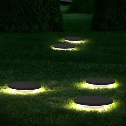  Matte Grey Disc Metal Solar Landscape Lighting Image - 1