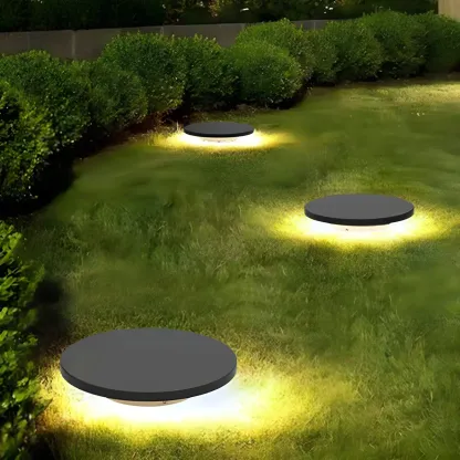  Matte Grey Disc Metal Solar Landscape Lighting Image - 2