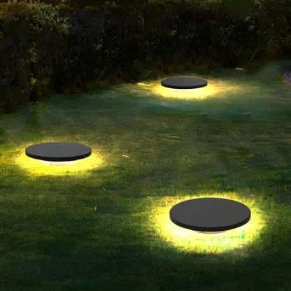  Matte Grey Disc Metal Solar Landscape Lighting Image - 4