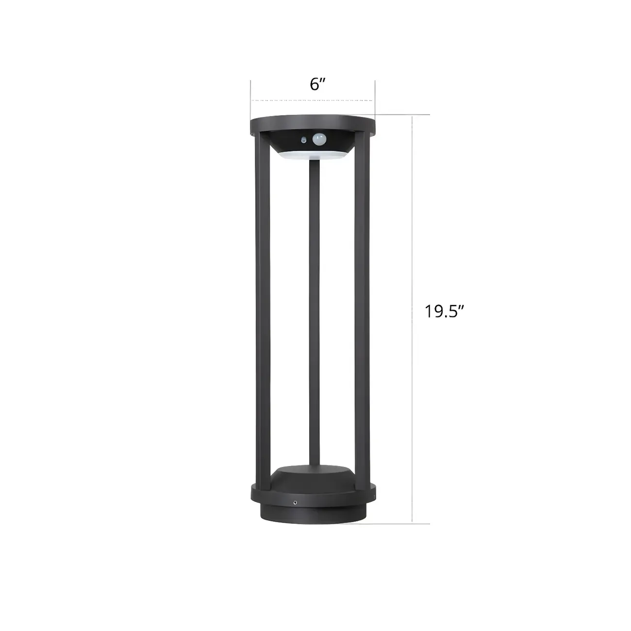 Open Cylindrical Black Metal Solar Landscape Lighting Image - 6