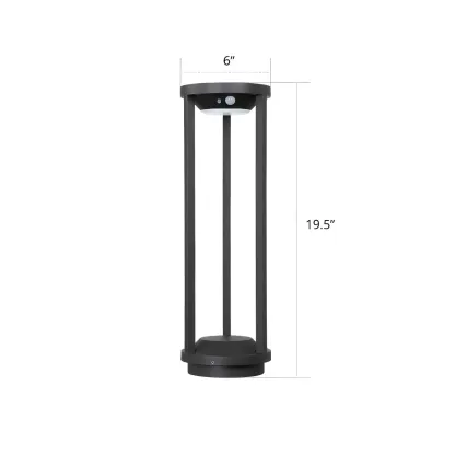 Open Cylindrical Black Metal Solar Landscape Lighting Image - 6