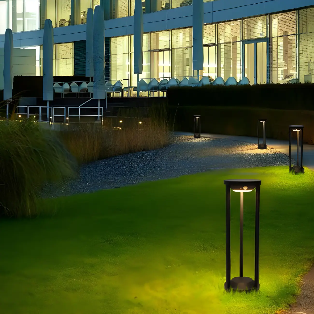 Open Cylindrical Black Metal Solar Landscape Lighting Image - 1 | homeyfad