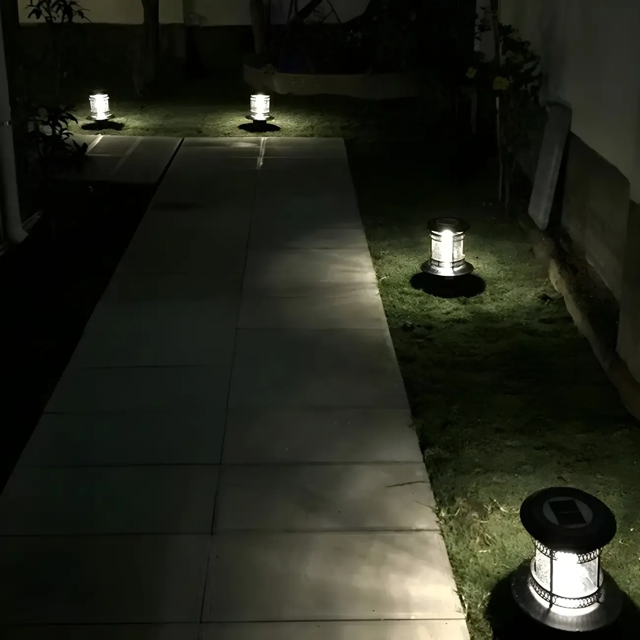 Cylinder Patio Solar Metal Landscape Lighting Image - 1