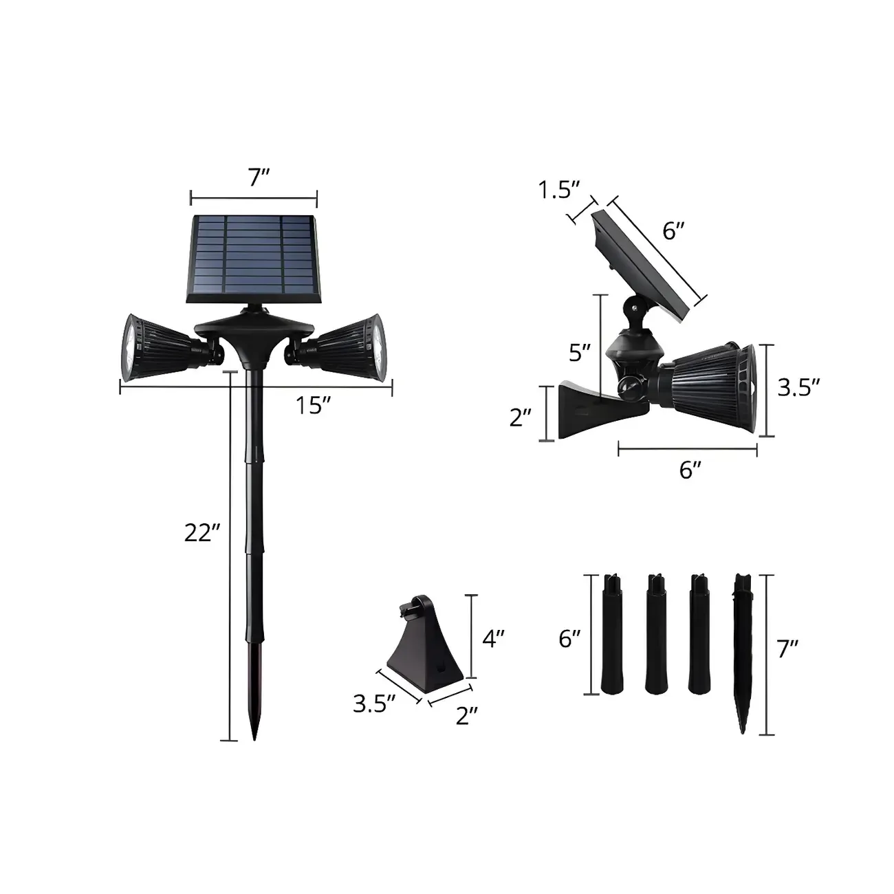 Modern Solar 2-Light Adjustable Landscape Lighting Image - 3