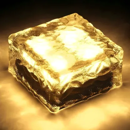 Solar Clear Glass LED Cube Ground Light for Garden Pathway Image - 1