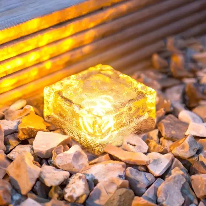 Solar Clear Glass LED Cube Ground Light for Garden Pathway Image - 2