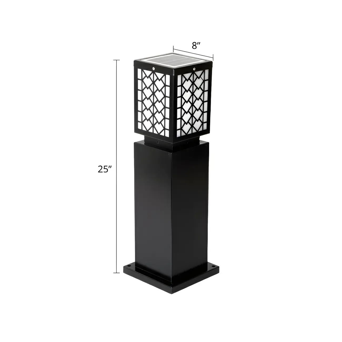 Modern Black Metal Square Solar Landscape Lighting #size