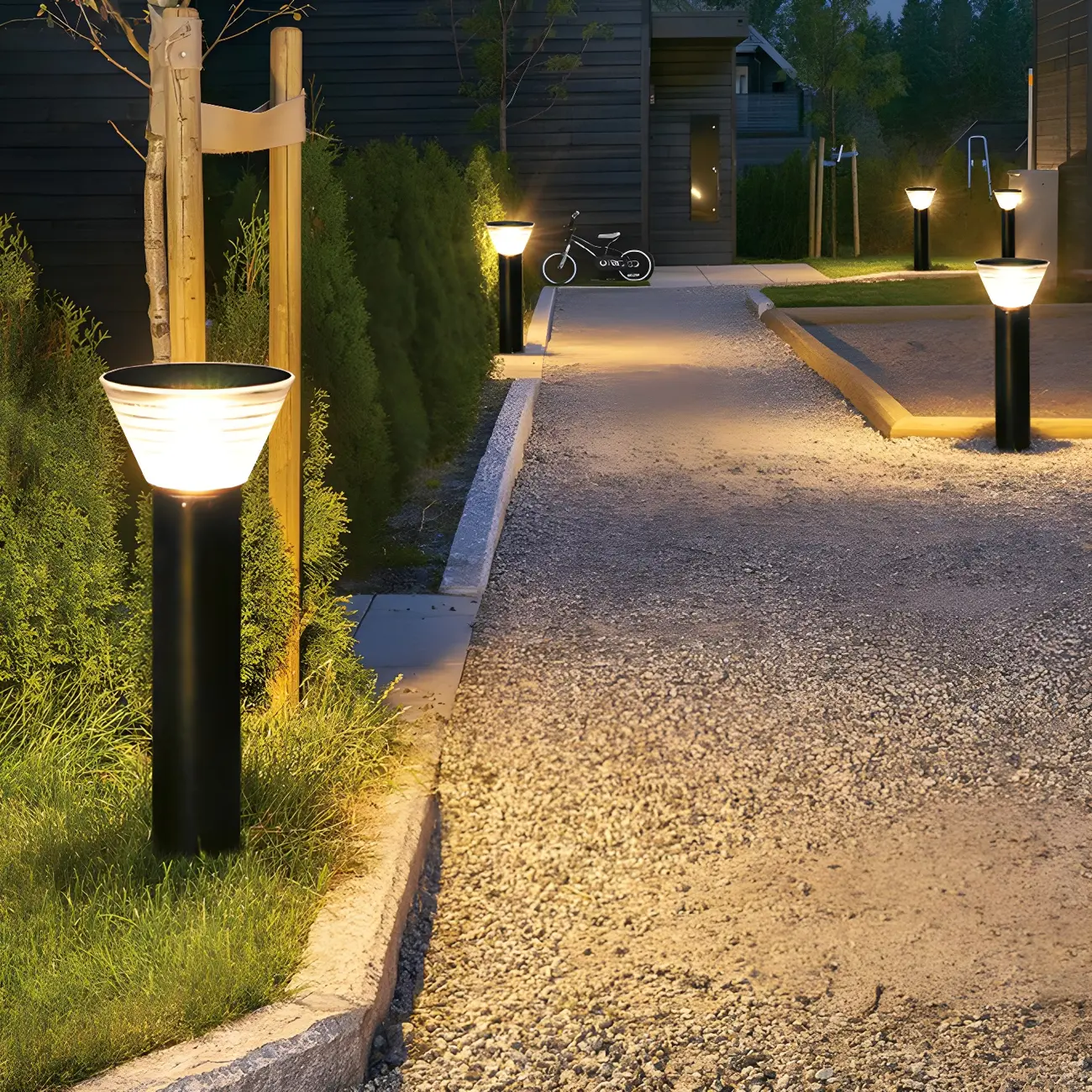 Modern Solar Pillar Conical Metal Landscape Lighting Image - 3 | homeyfad