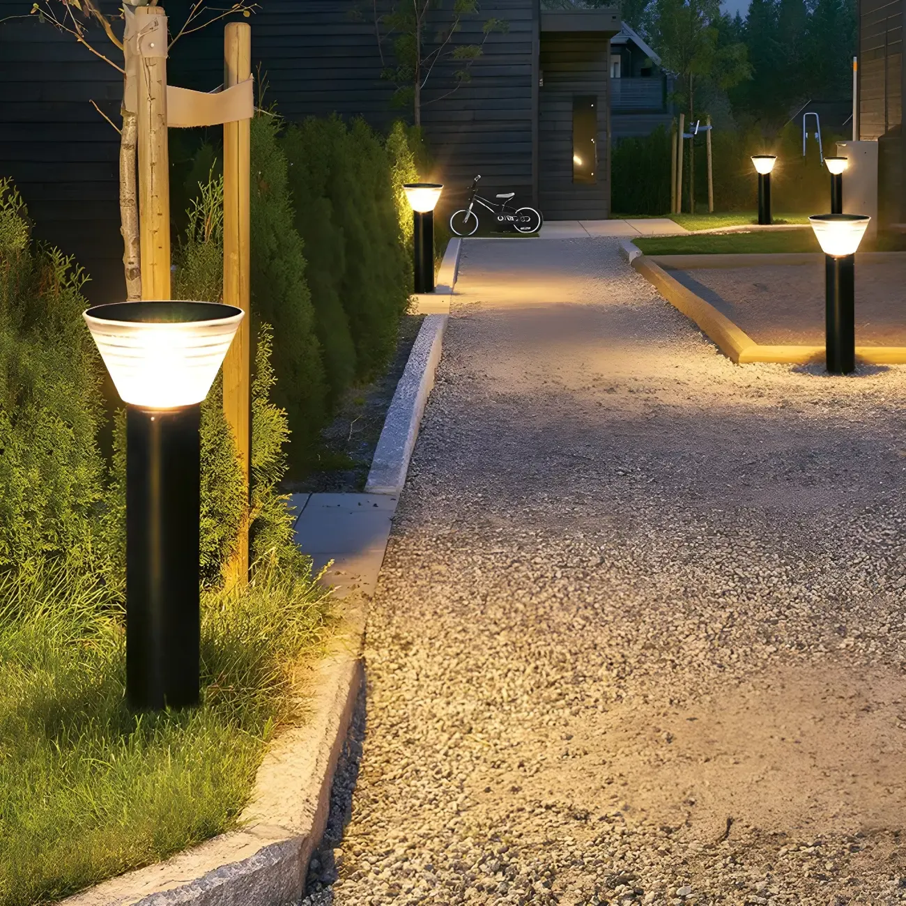 Modern Solar Pillar Conical Metal Landscape Lighting Image - 3