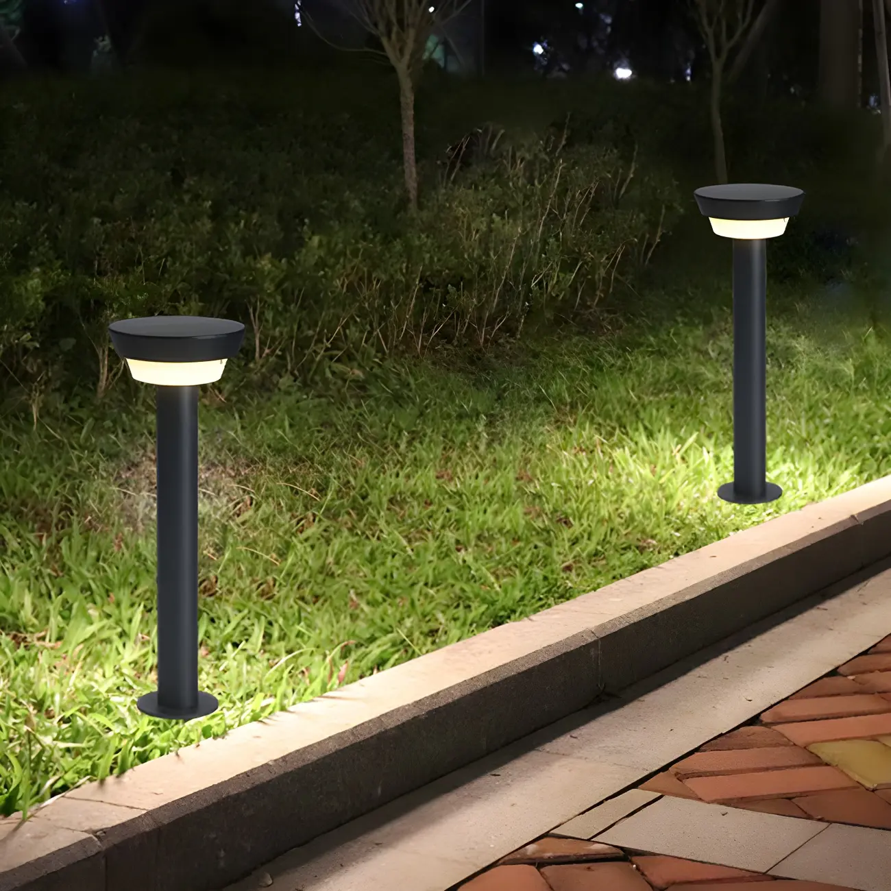 Modern Round Stake Solar Metal Landscape Lighting Image - 3 | homeyfad