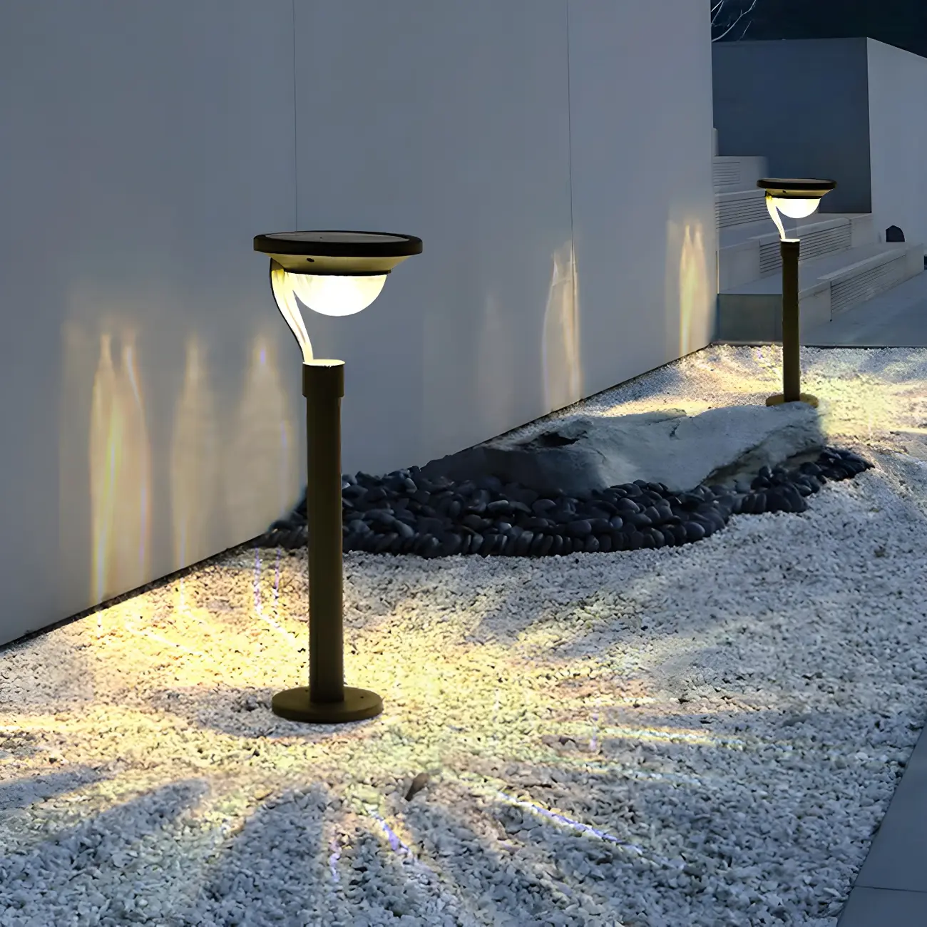 Simple Dark Grey Solar Stake Light with Bowl Plastic Shade Image - 4 | homeyfad