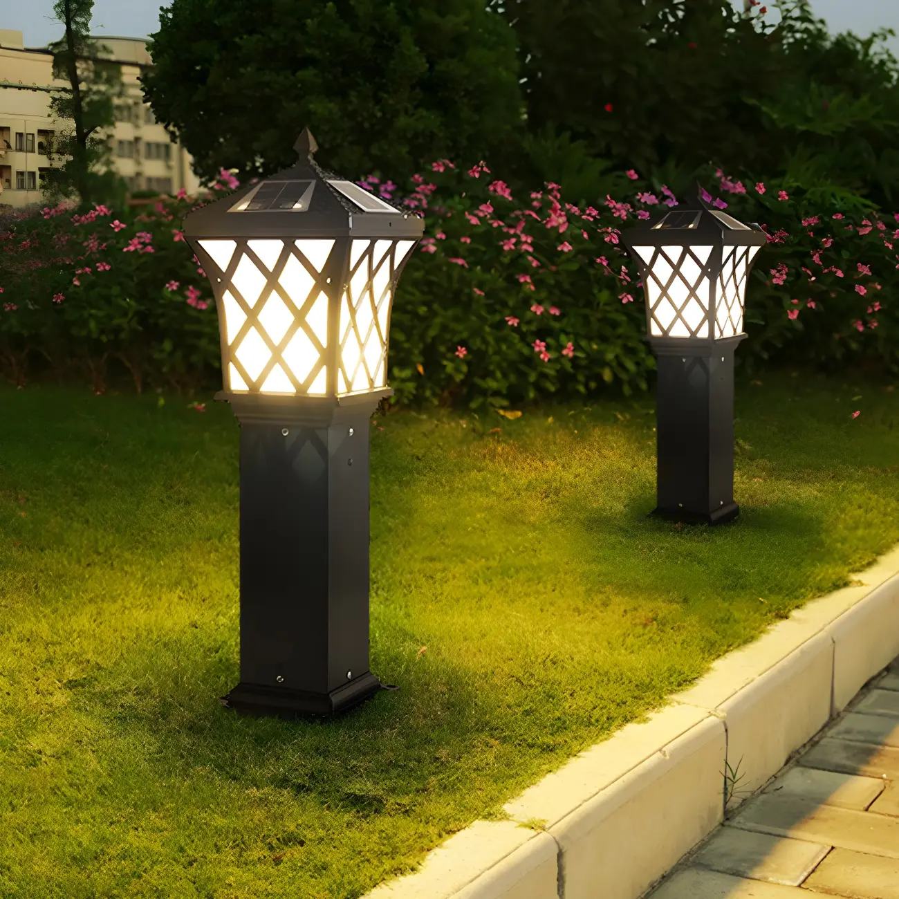 Black Vintage Courtyard Solar Landscape Lighting Image - 2 | homeyfad