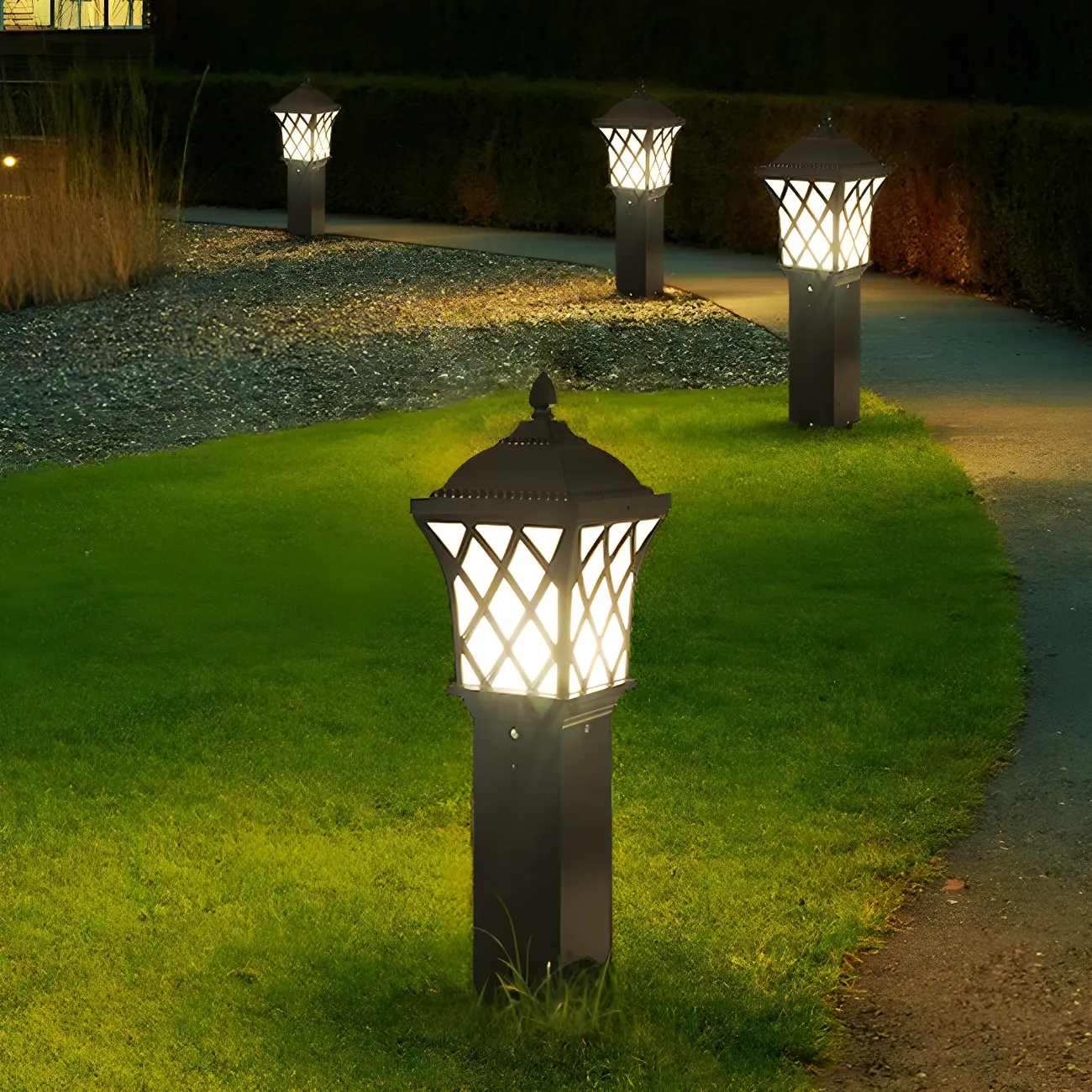 Black Vintage Courtyard Solar Landscape Lighting Image - 3 | homeyfad