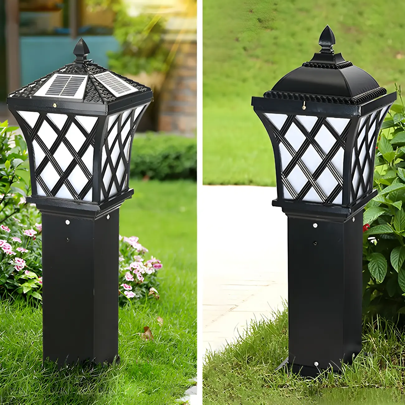 Black Vintage Courtyard Solar Landscape Lighting Image - 4 | homeyfad