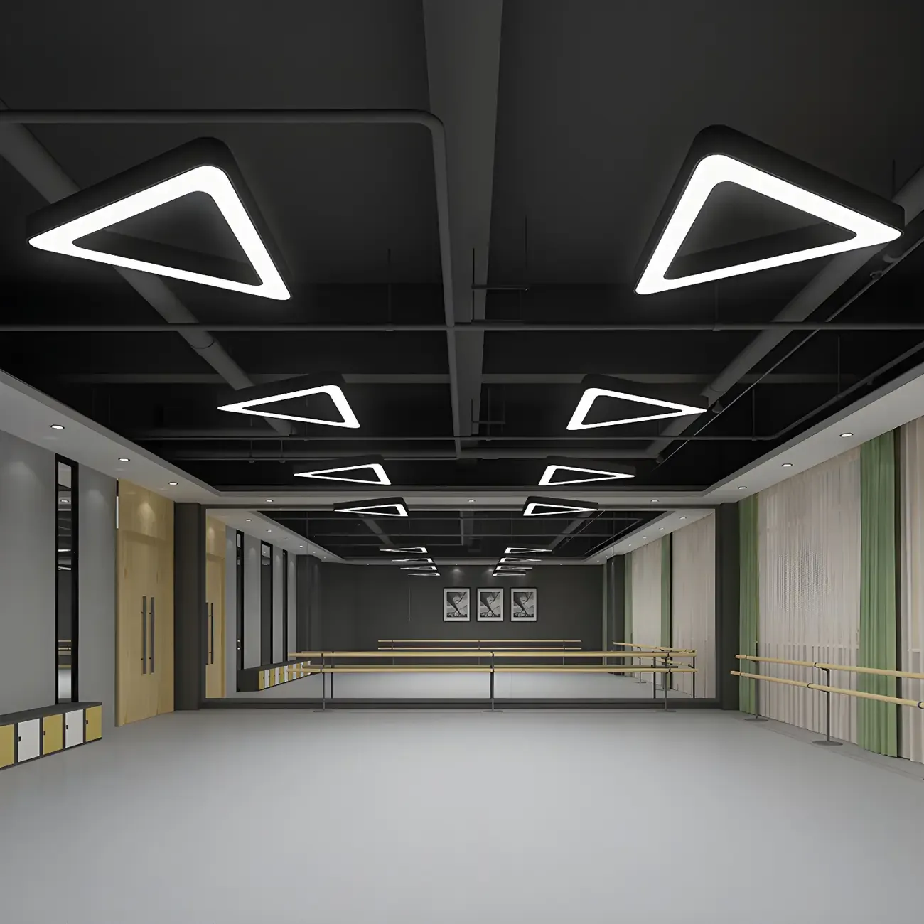 Modern White LED Unique Triangle Chandelier for Public Spaces Image - 1