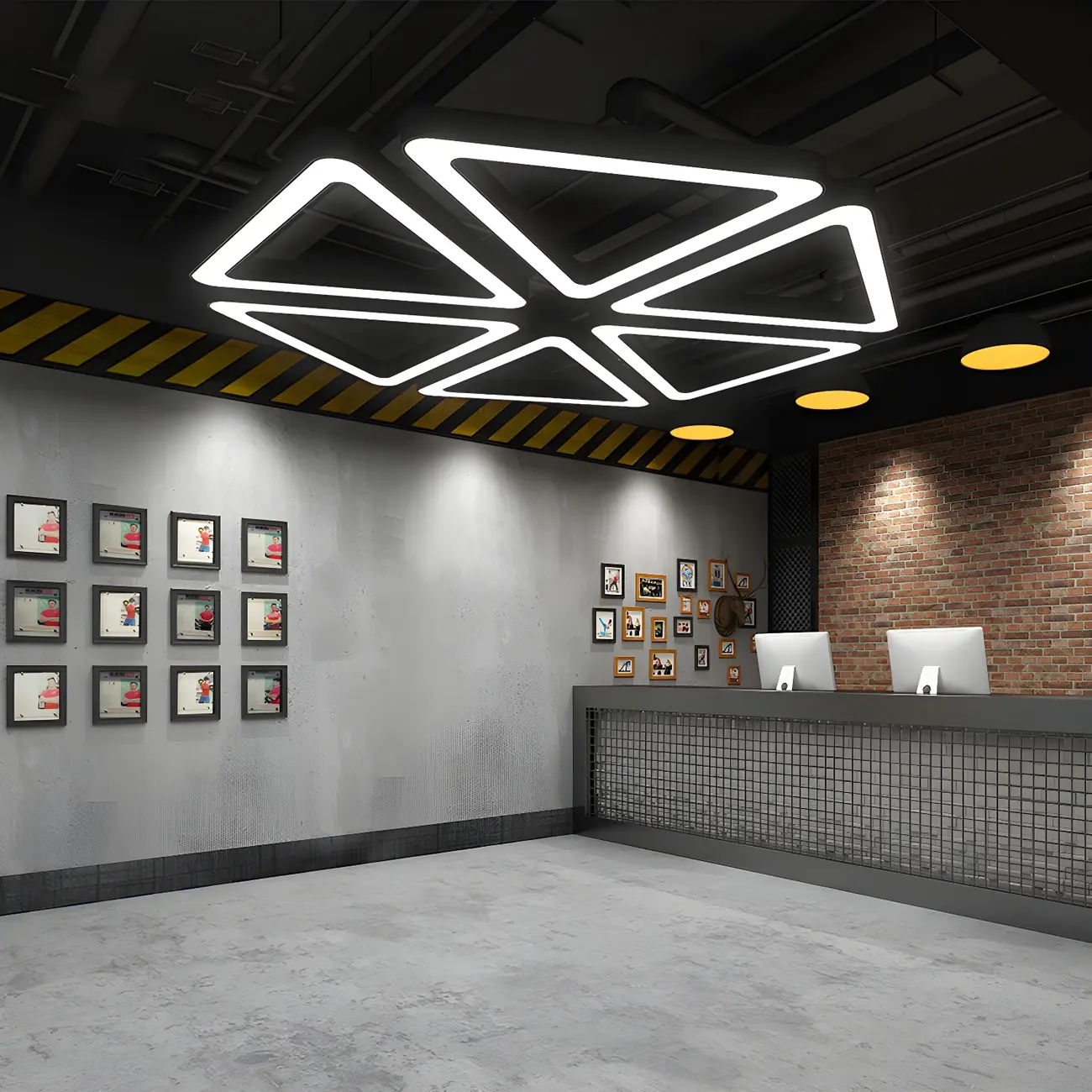 Modern White LED Unique Triangle Chandelier for Public Spaces Image - 3 | homeyfad