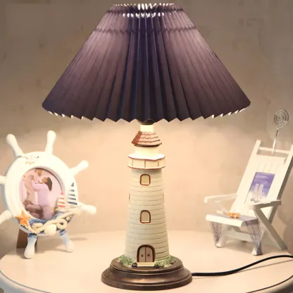 Red Lighthouse Shape Resin Kids Lamp LED Night Light for Bedroom
