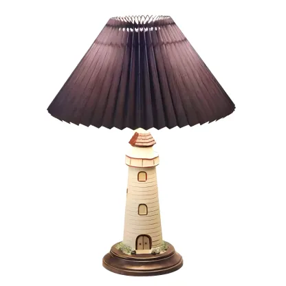 Red Lighthouse Shape Resin Kids Lamp LED Night Light for Bedroom