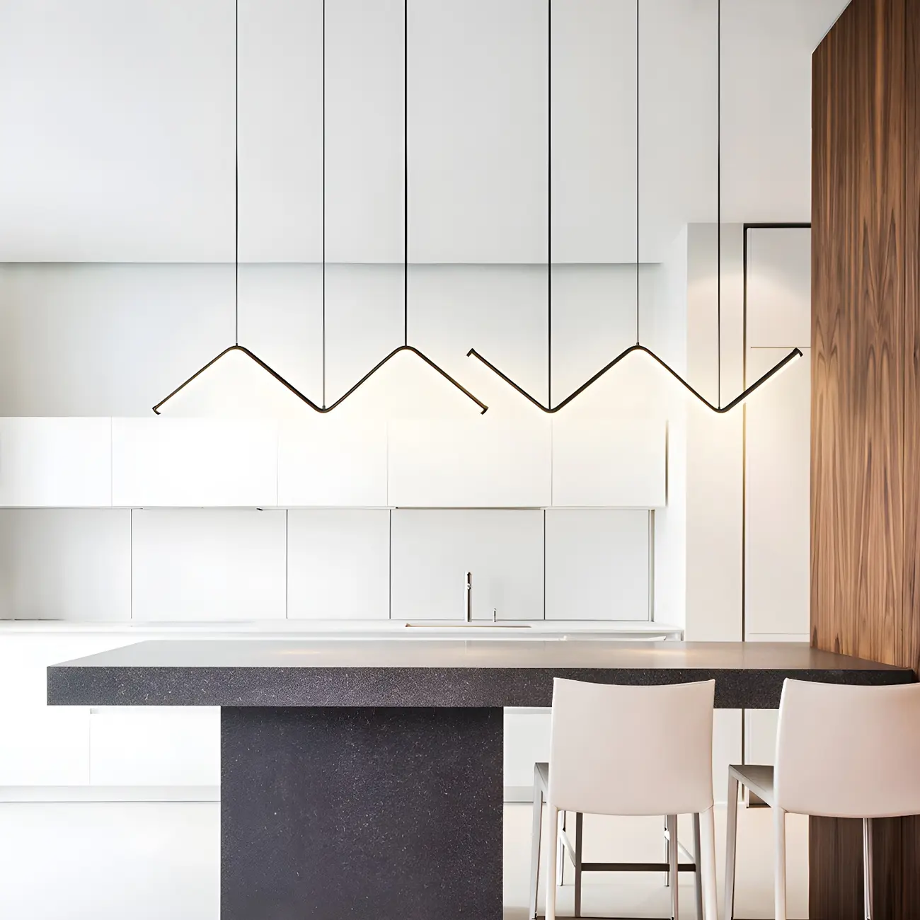 Modern Metal W-Shaped LED Island Pendant Light Image - 3 | homeyfad