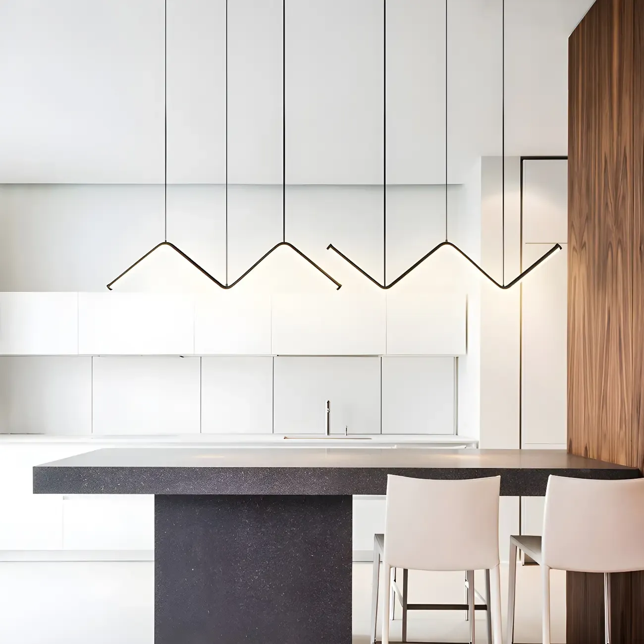 Modern Metal W-Shaped LED Island Pendant Light Image - 3