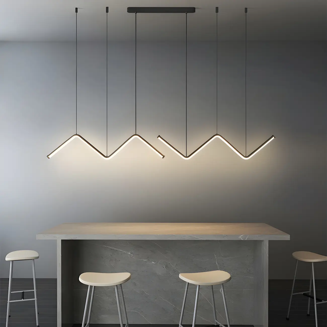 Modern Metal W-Shaped LED Island Pendant Light Image - 2 | homeyfad