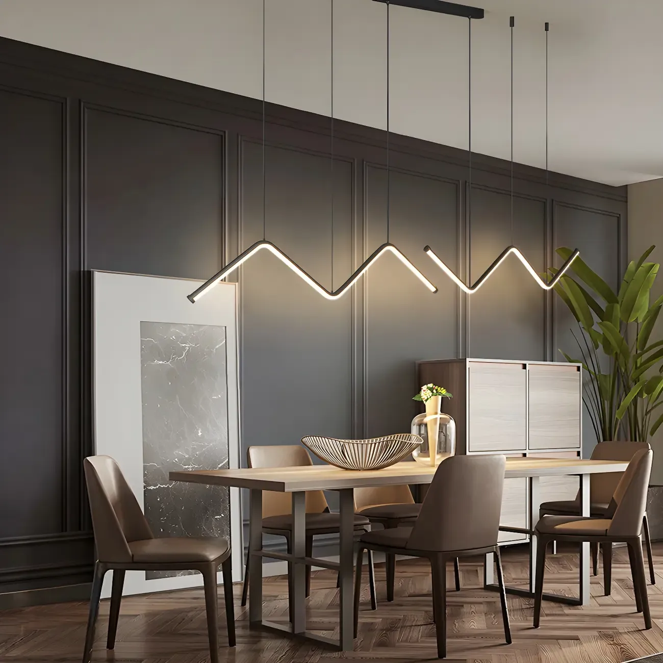 Modern Metal W-Shaped LED Island Pendant Light Image - 1