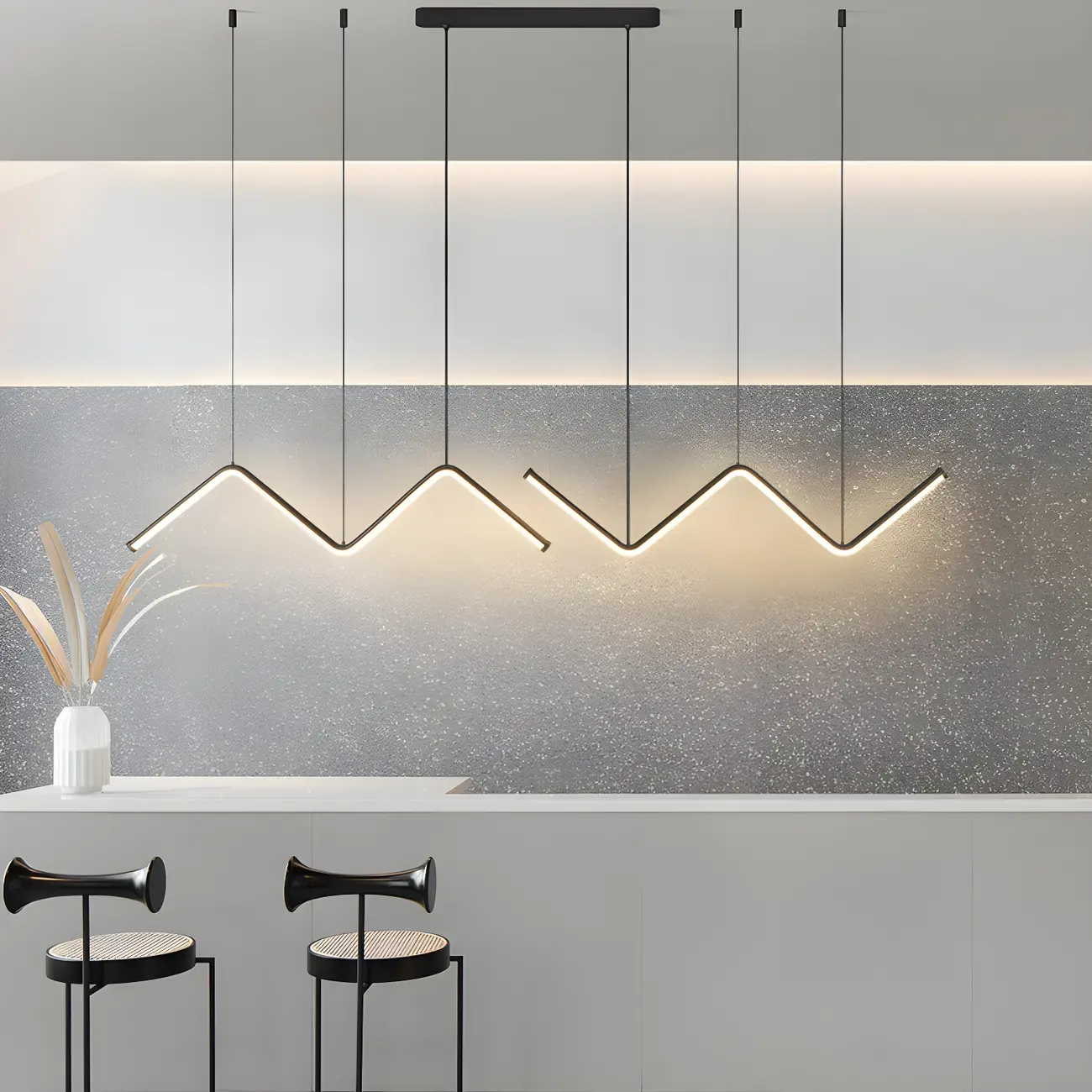 Modern Metal W-Shaped LED Island Pendant Light Image - 7 | homeyfad