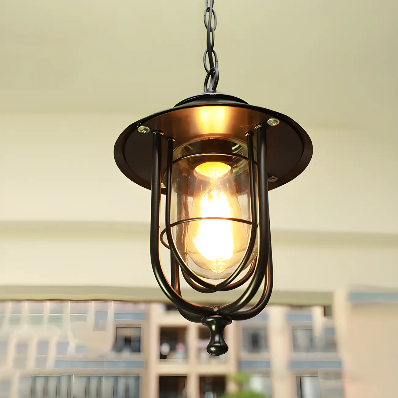 Traditional Vintage Black Cage Outdoor Pendant Lights | homeyfad