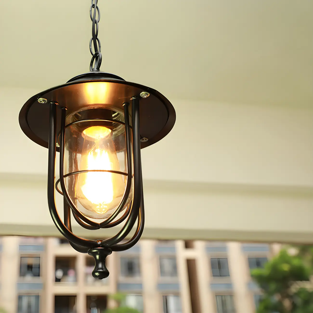 Traditional Vintage Black Cage Outdoor Pendant Lights | homeyfad