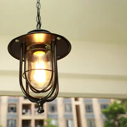 Traditional Vintage Black Cage Outdoor Pendant Lights