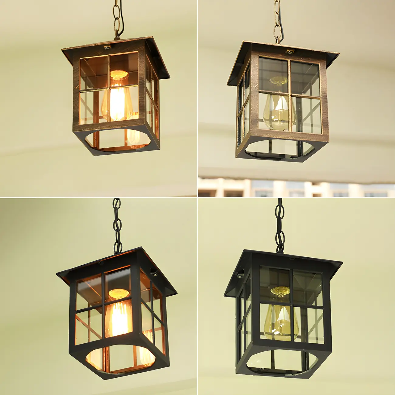 Traditional Metal LED Lantern Shaped Outdoor Pendant Lights Image - 2 | homeyfad