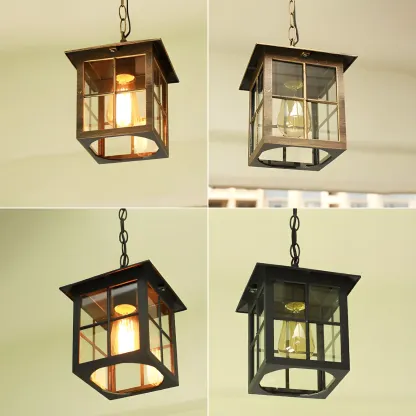 Traditional Metal LED Lantern Shaped Outdoor Pendant Lights Image - 2