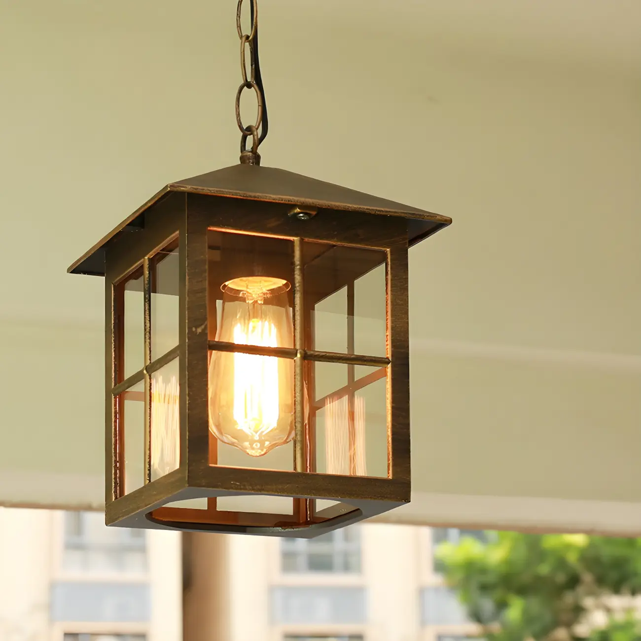 Traditional Metal LED Lantern Shaped Outdoor Pendant Lights Image - 4 | homeyfad