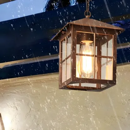 Traditional Metal LED Lantern Shaped Outdoor Pendant Lights Image - 5