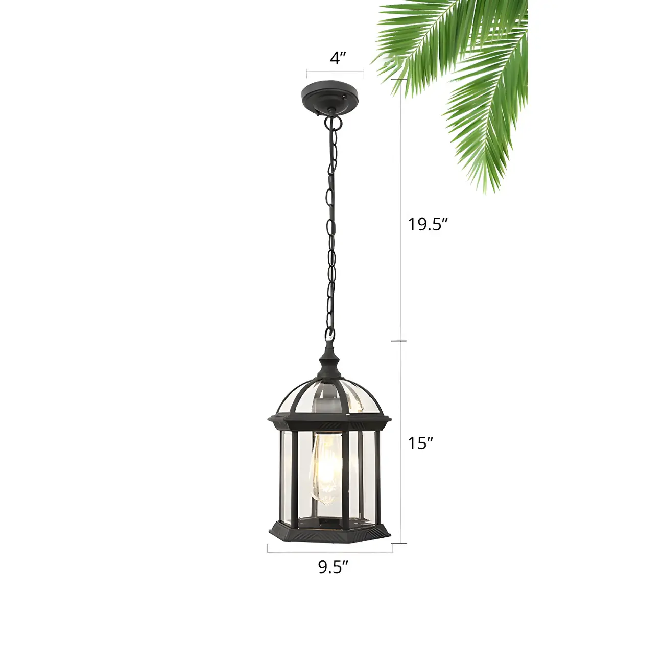 Clear Glass Birdcage Suspension Light Vintage 1-Light Outdoor Hanging Pendant Light Image - 6 | homeyfad