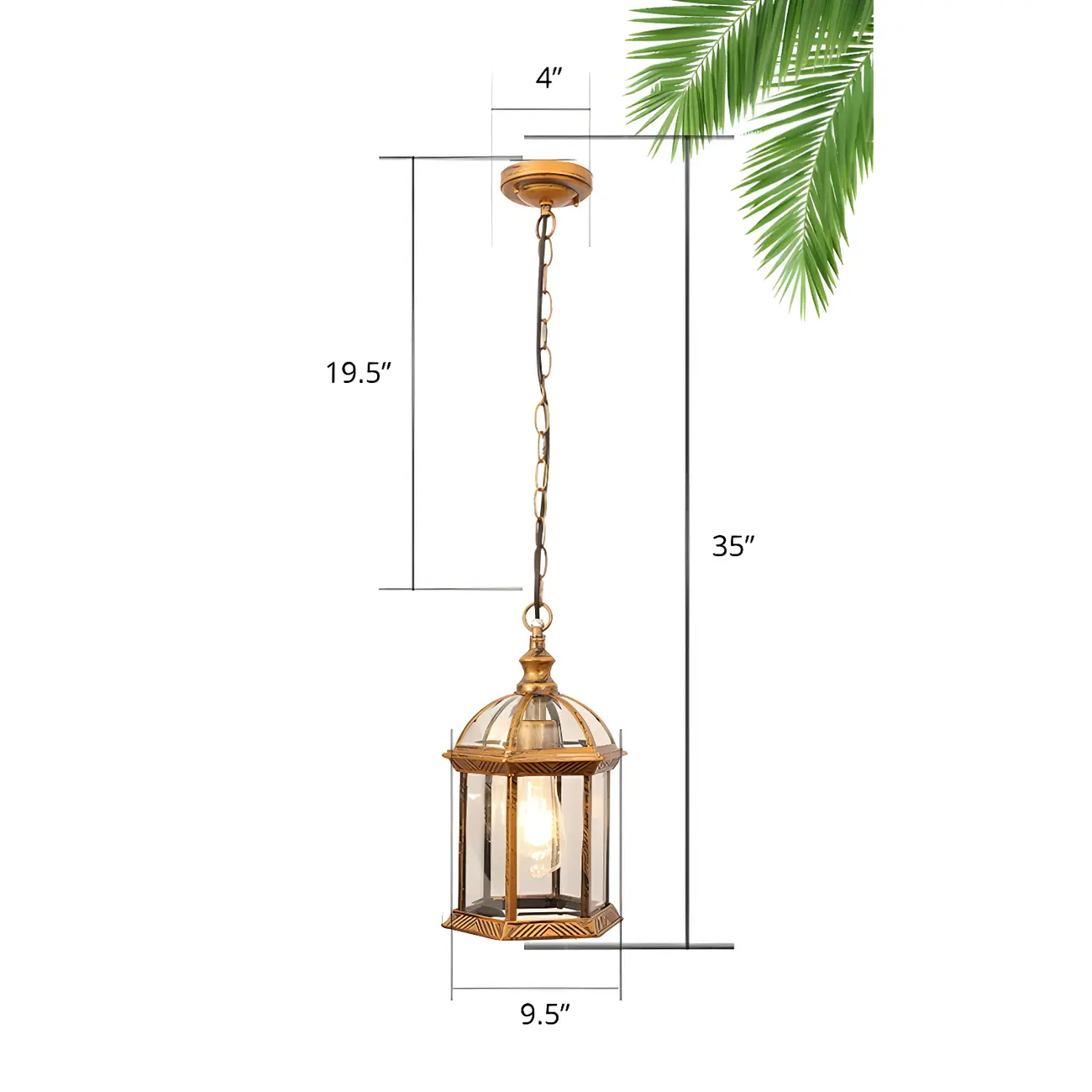 Clear Glass Birdcage Suspension Light Vintage 1-Light Outdoor Hanging Pendant Light Image - 7 | homeyfad