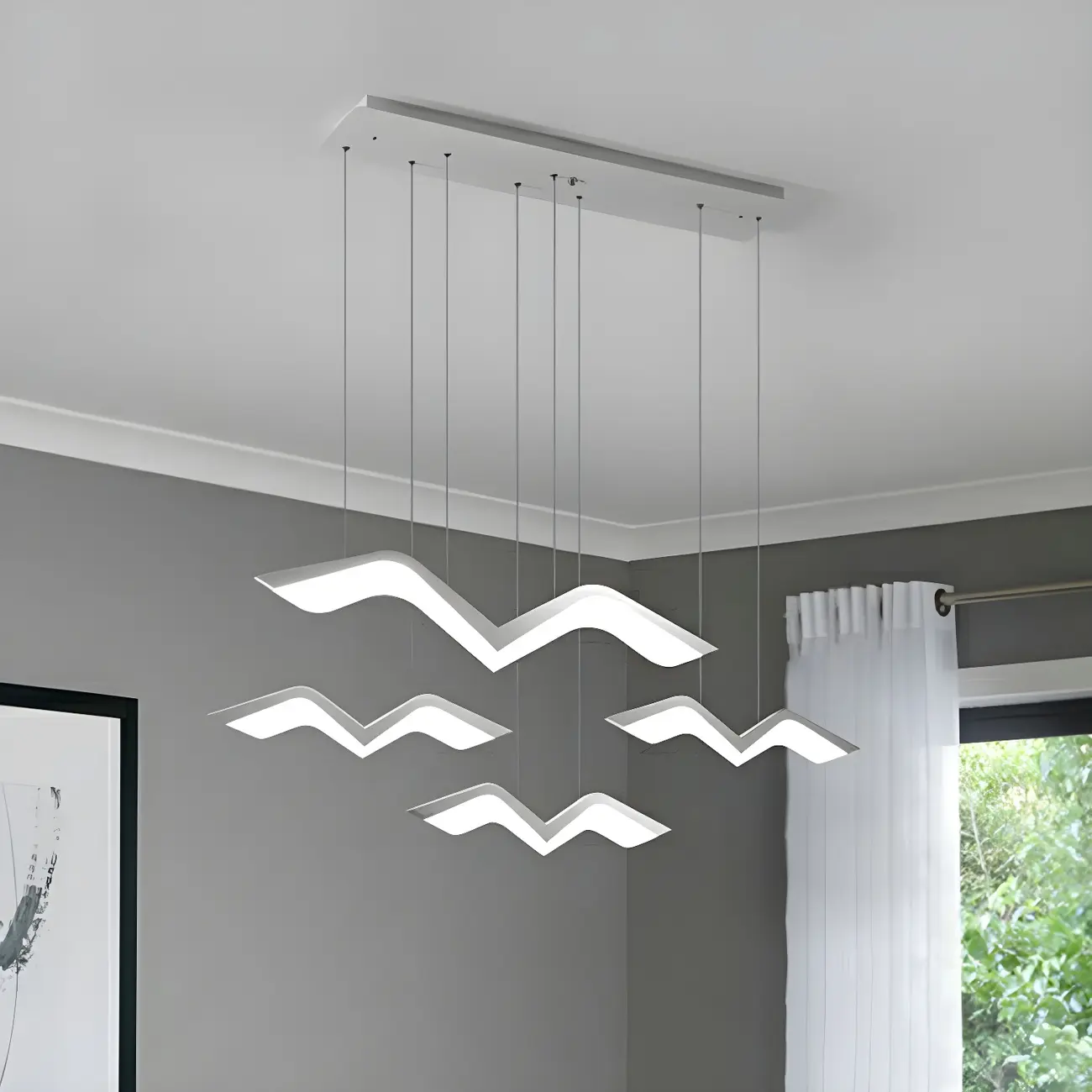 Art Deco Linear Kitchen Pendant Light in Dimmable & Remote Image - 5 | homeyfad