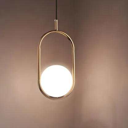 Globe Pendant Lighting Modern White Glass 1/2 Lights Black/Gold Hanging Ceiling Lamp for Bedroom Image - 11