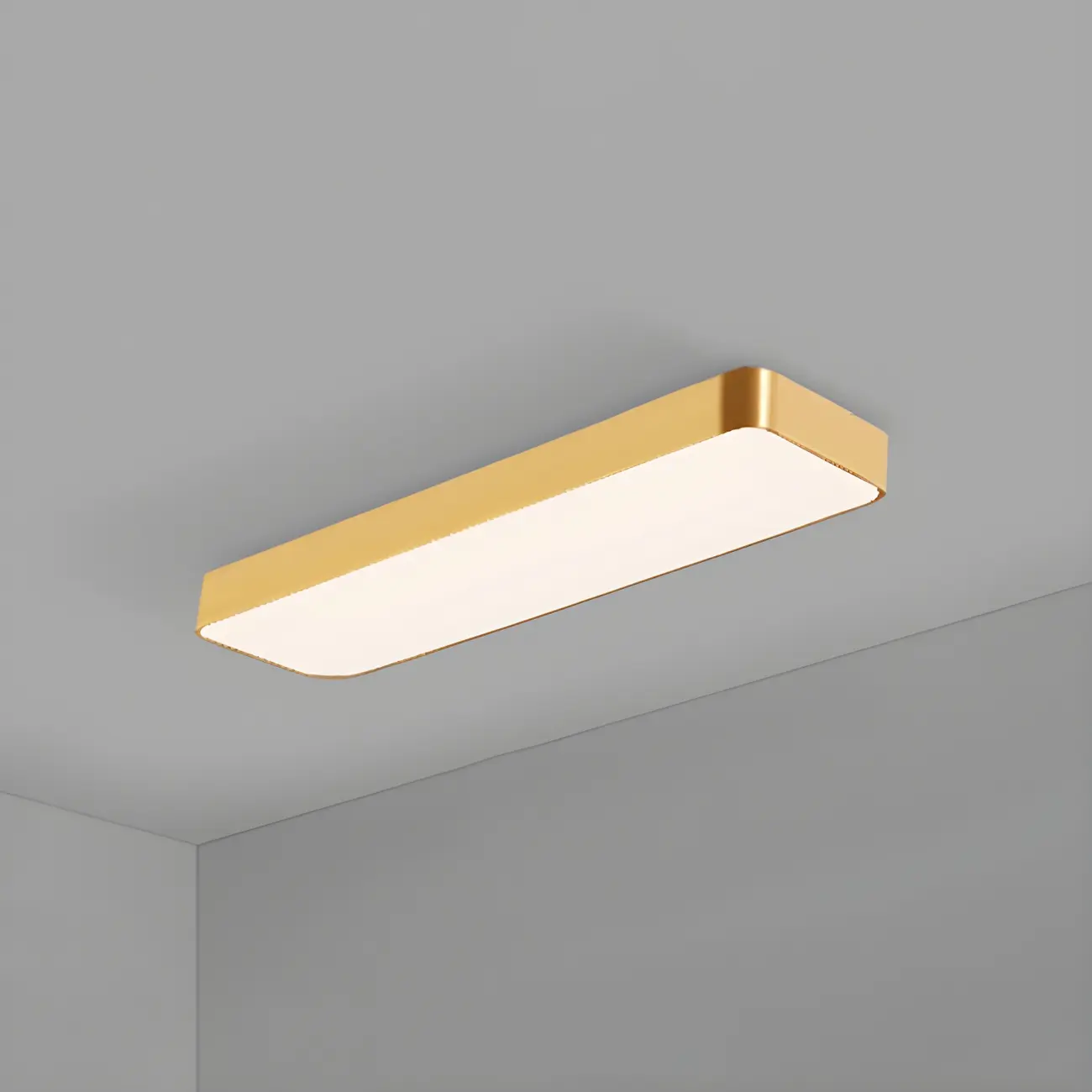 Modern Gold Rectangular Metal LED Flush Mount Ceiling Light Image - 5 | homeyfad