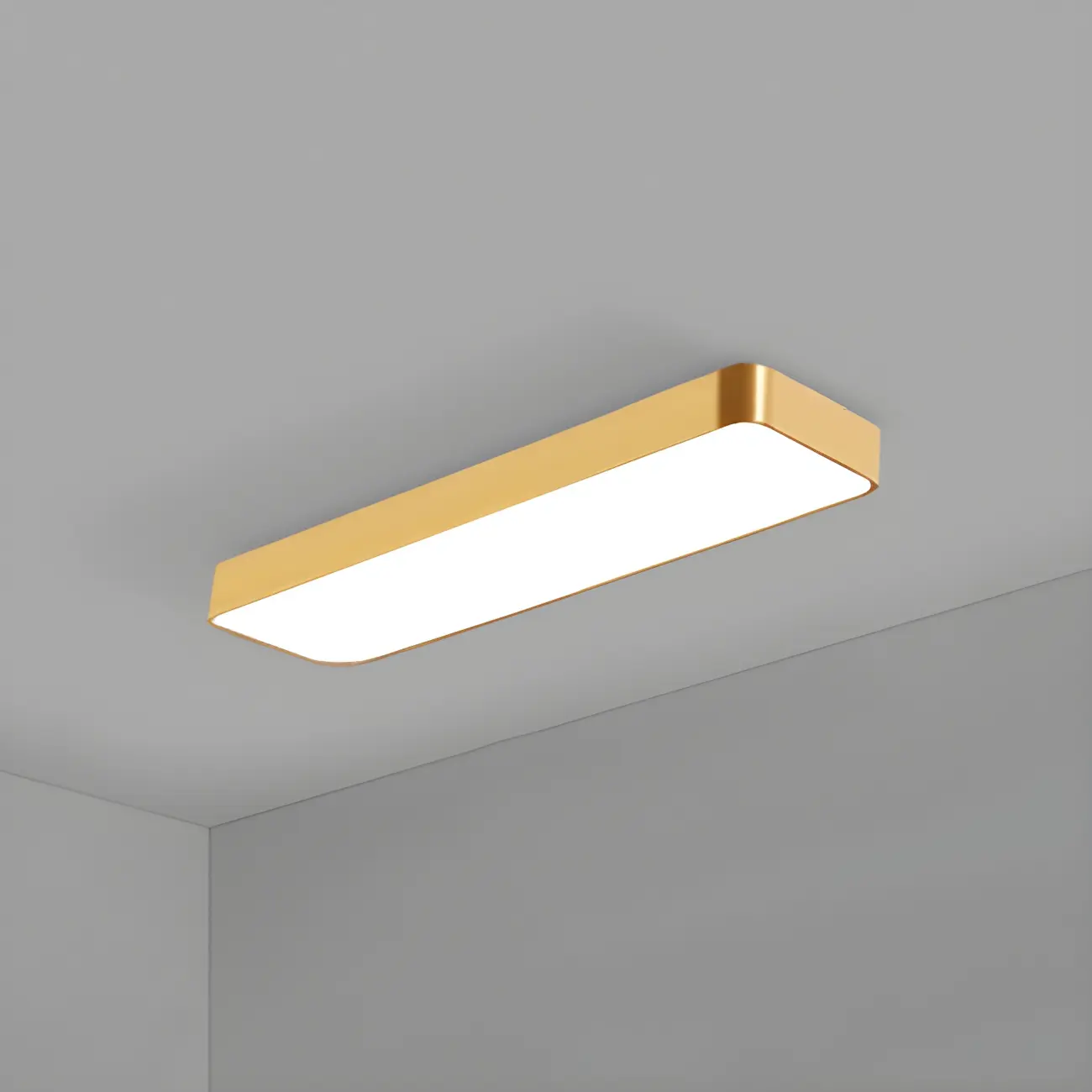 Modern Gold Rectangular Metal LED Flush Mount Ceiling Light Image - 9 | homeyfad