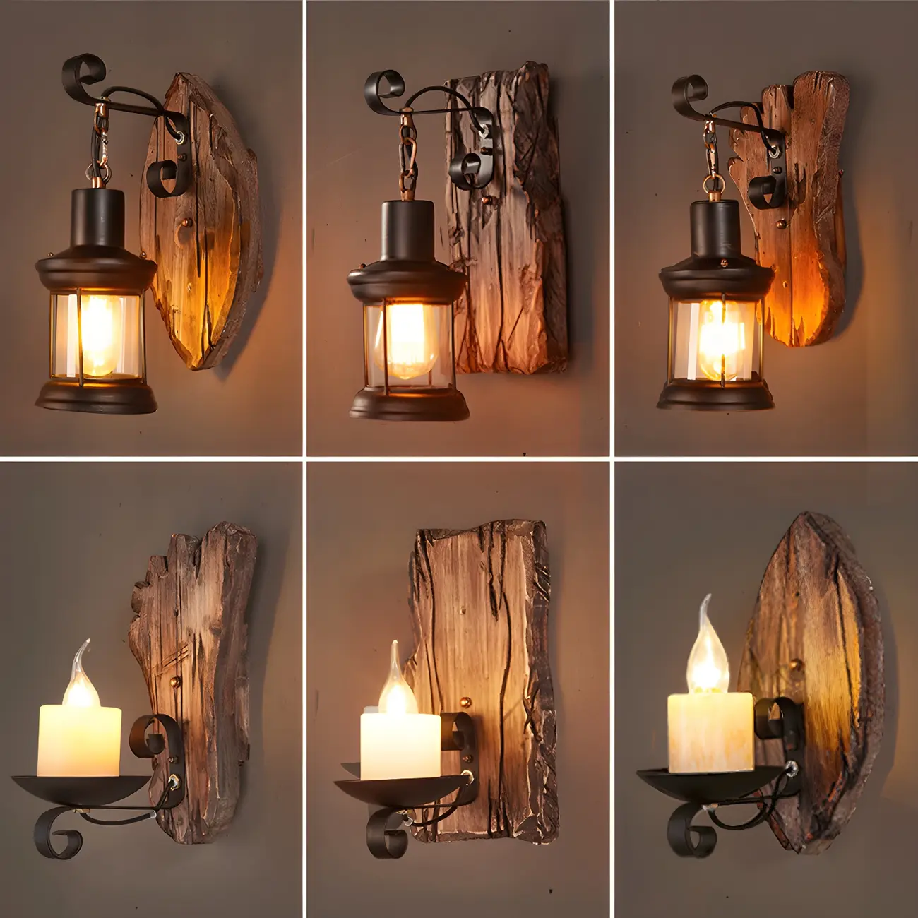 Rustic Wood Wall Sconce Lantern Country Corridor Light Image - 1 | homeyfad