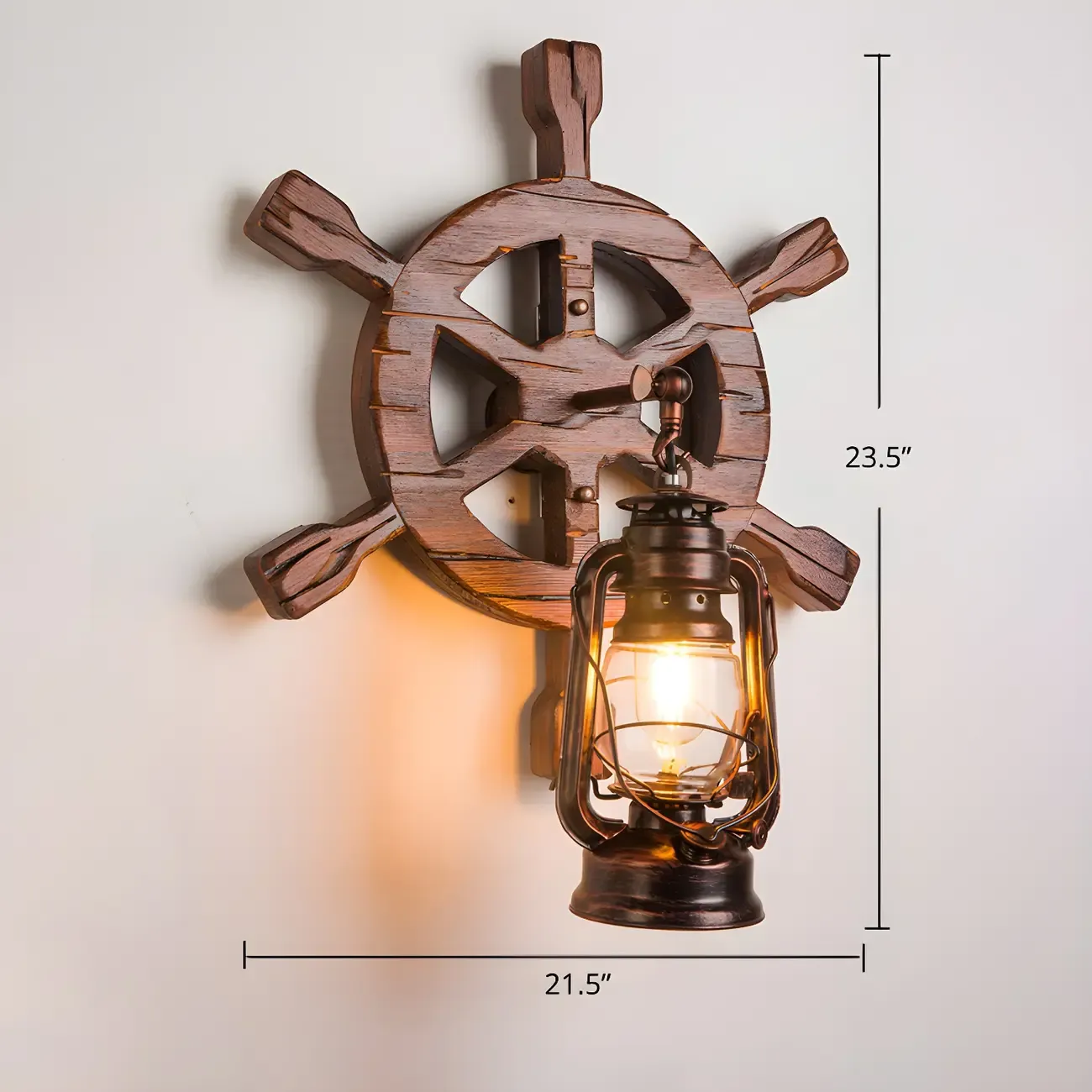 Rustic Wood Wall Sconce Lantern Country Corridor Light Image - 11