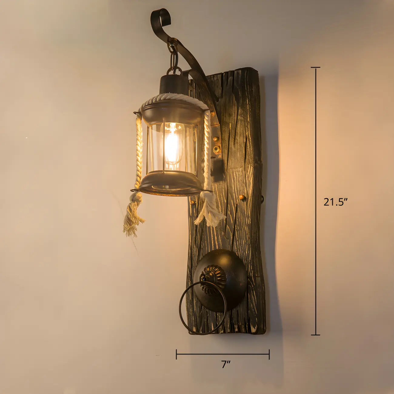 Rustic Wood Wall Sconce Lantern Country Corridor Light Image - 16 | homeyfad