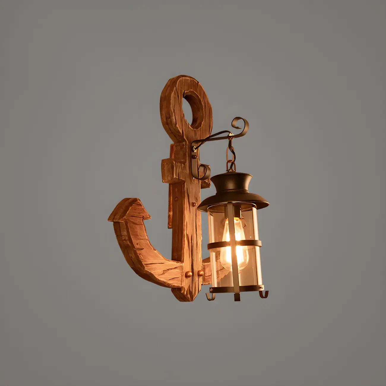 Rustic Wood Wall Sconce Lantern Country Corridor Light Image - 23