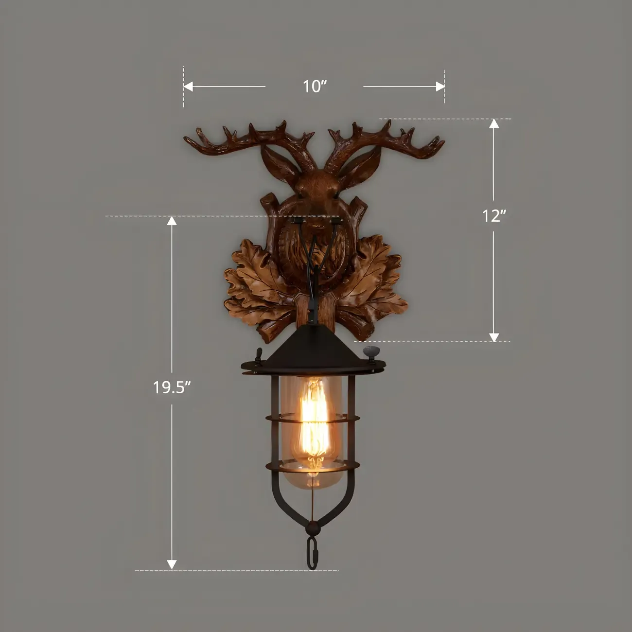 Rustic Wood Wall Sconce Lantern Country Corridor Light Image - 25